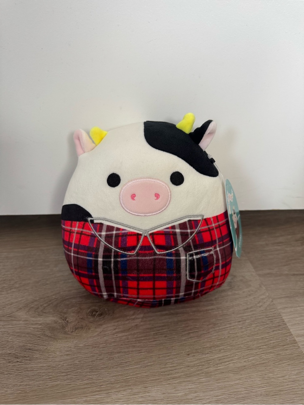 Squishmallows Connor Cow Plush Red Plaid Shirt Farmhouse Cow Stuffed Animal